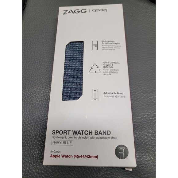 New Zagg Gear4 Sport Watch Band Apple Open Box Navy Blue 45/44/42mm - Picture 1 of 3